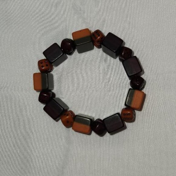 Vintage Bakelite Mahjong tile and dice stretch bracelet - Picture 4 of 5